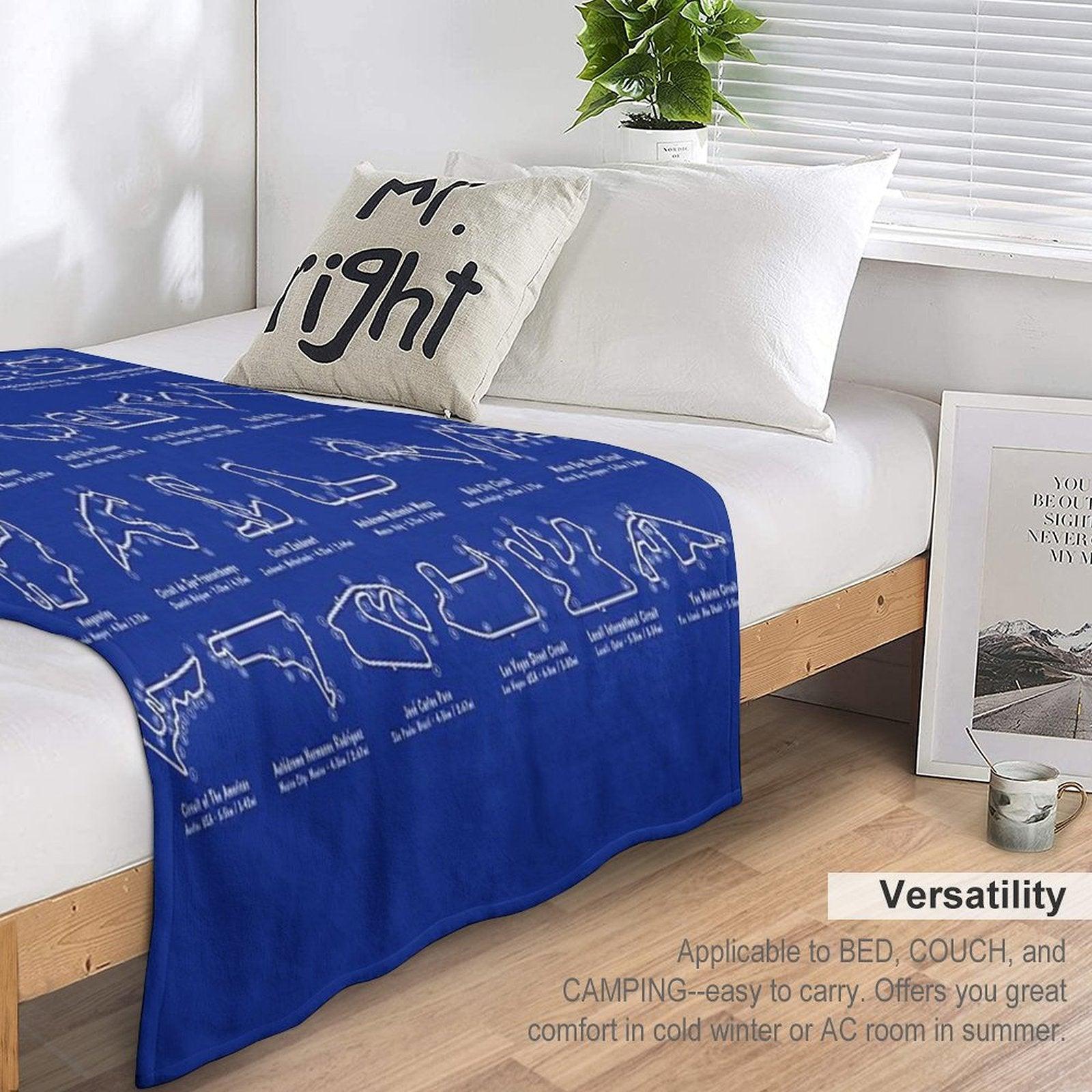 F1 Race Tracks  (White Stencil-No Background) Throw Blanket