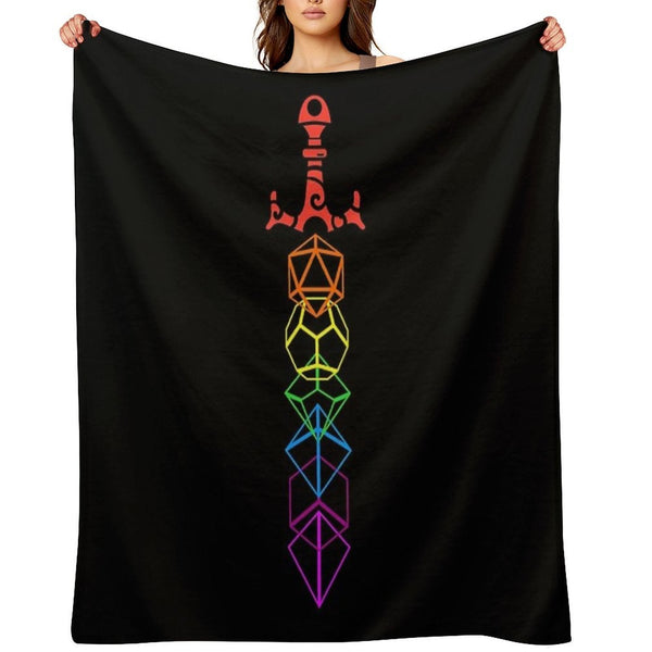 Dice Sword Rainbow Tabletop RPG Gaming Wrinkle-free Throw Blanket