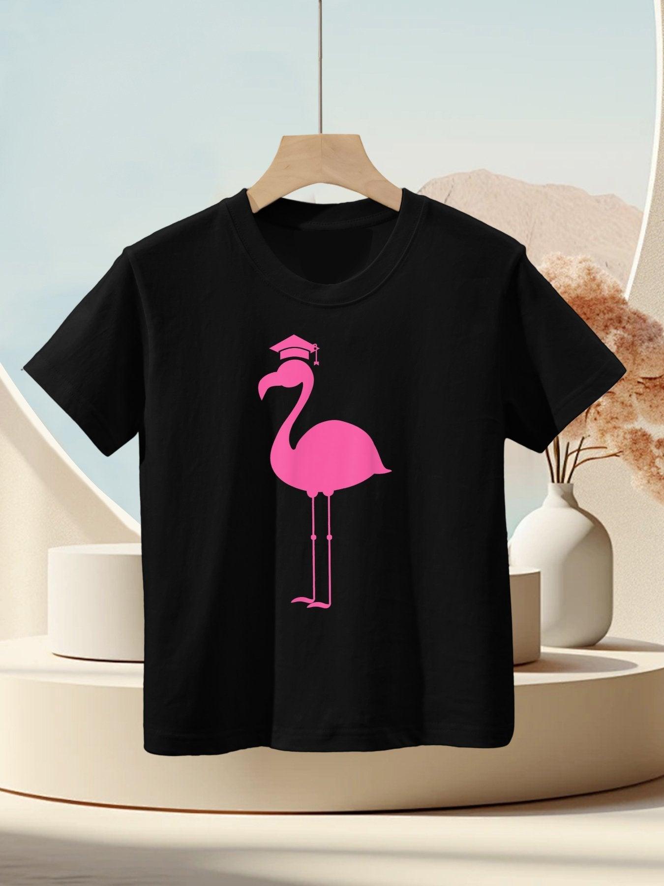 Graduate Cute Pink Flamingo Graduation Kids T-Shirt