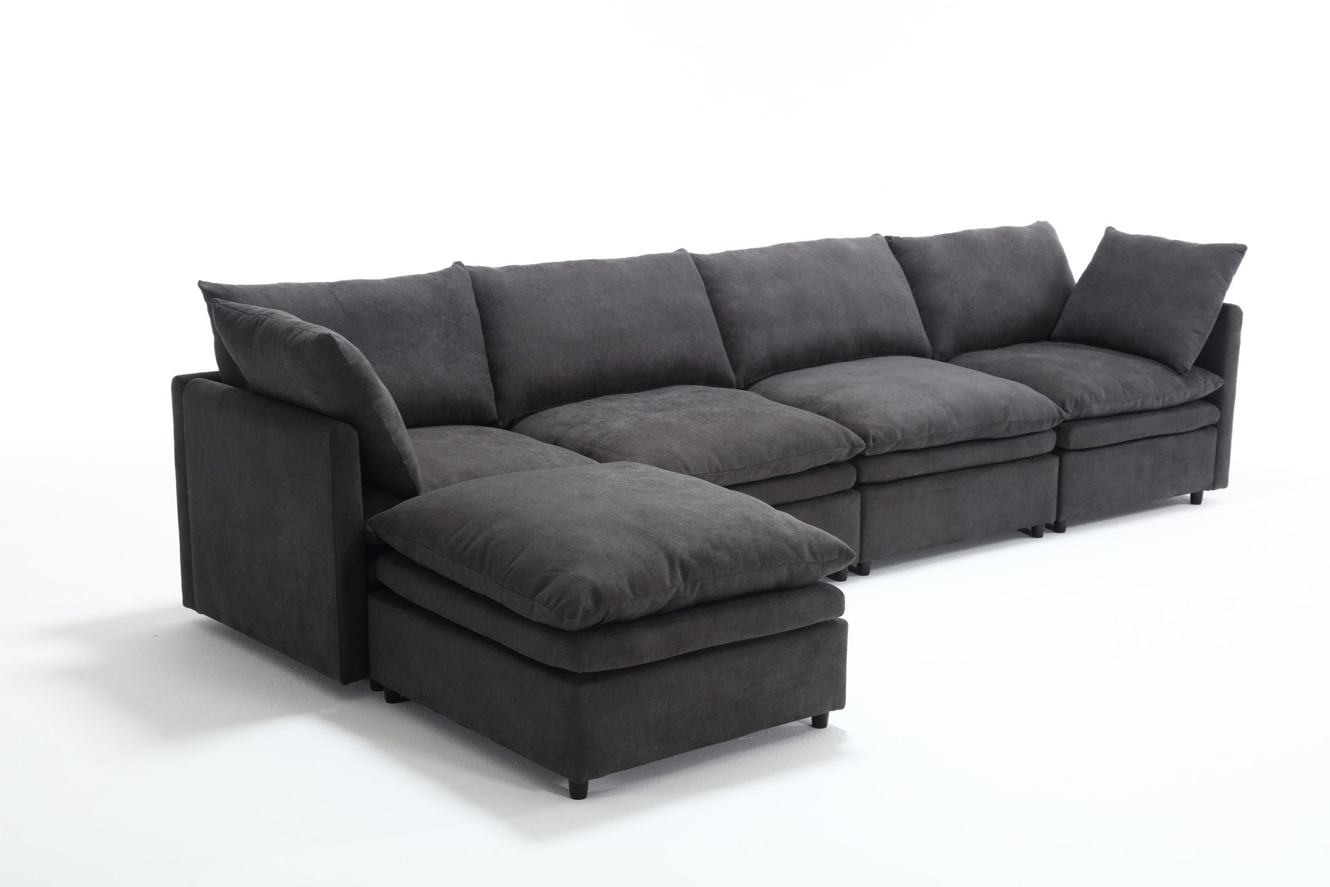 Modern U-shaped Sectional Sofa ,5-seat Upholstered  Sofa Furniture,Sleeper Sofa Couch with Chaise Lounge for Living Room,Apartment,Dark Gray,Polyester