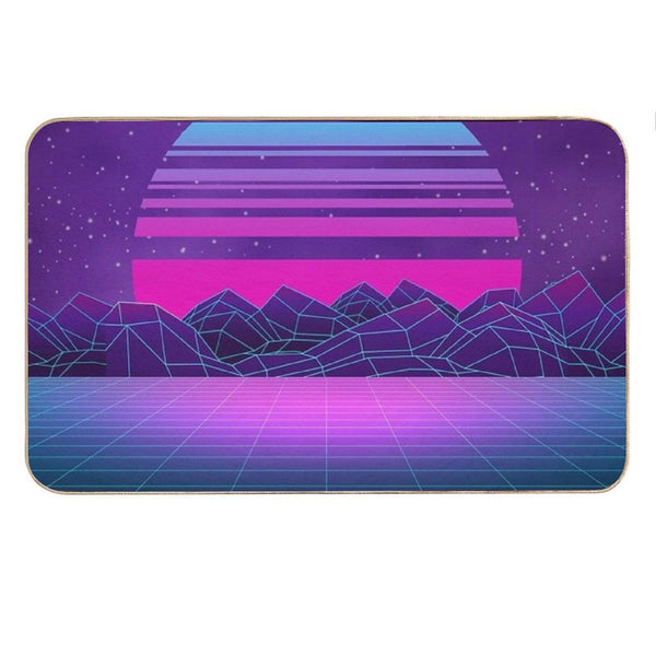 Synthwave Vaporwave Aesthetics Bath Mat