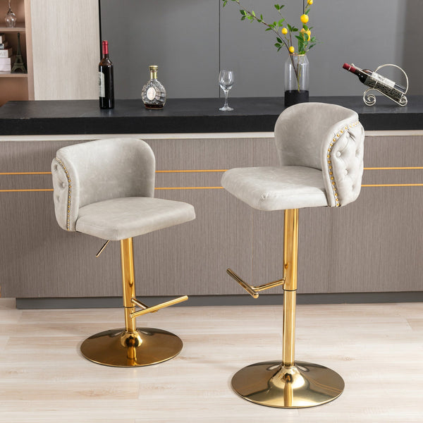 Furniture, Swivel Barstools Adjusatble Seat Height, Modern PU Upholstered Bar Stools