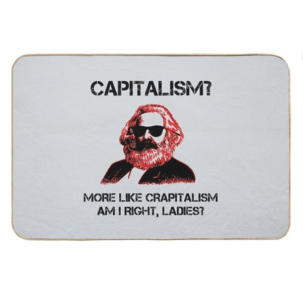 Funny Capitalism Communist T-Shirt Karl Marx Crapitalism Bath Mat