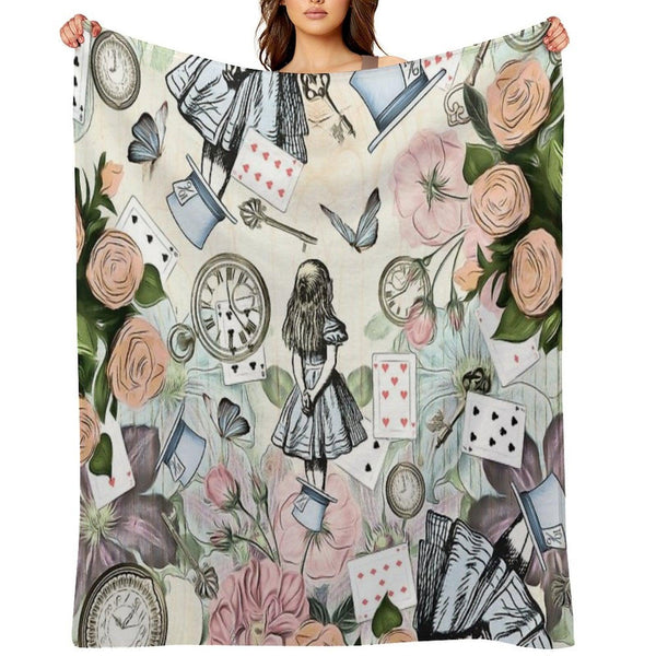 Alice In Wonderland  Collage Throw Blanket