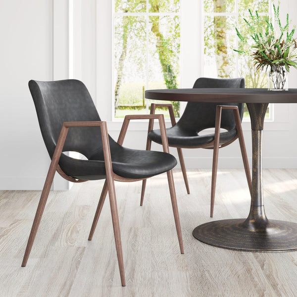 Desi Dining Chair (Set of 2) Black & Walnut