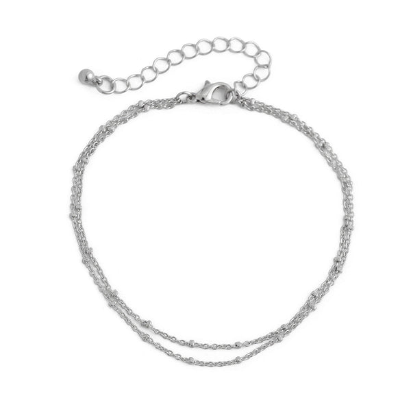 Simple alloy double-layer chain ankle chain beach personalized bead chain ankle chain