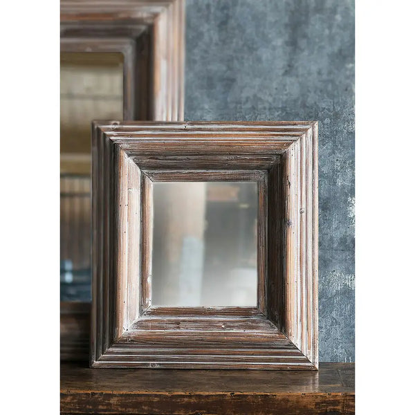 Washed Grey Square Frame Mirror - Small