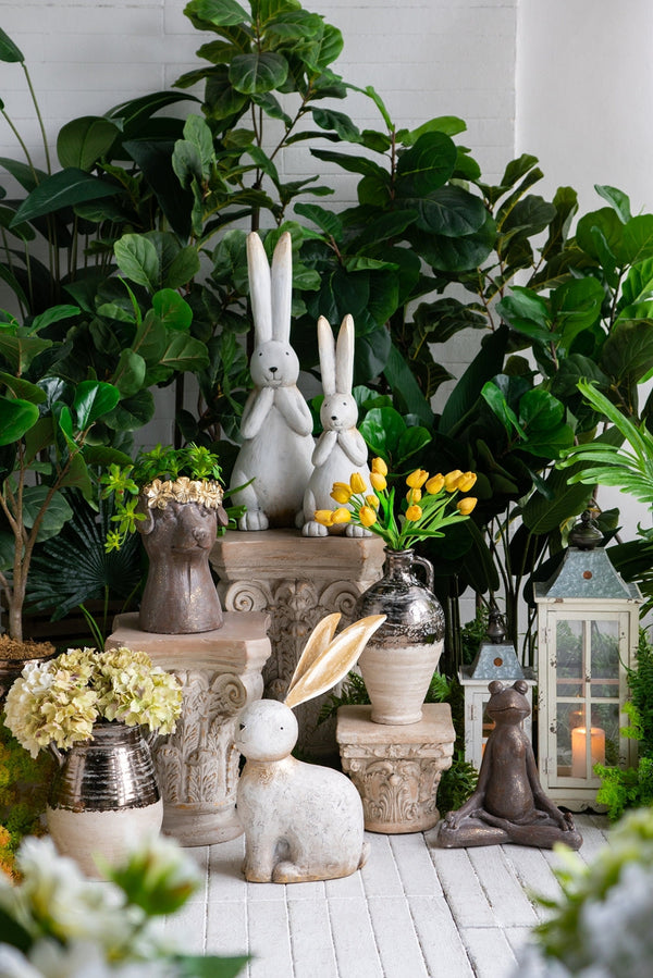 Brown Magnesium Yoga Frog Figurine with Gold Accents Decorative Meditation Statue