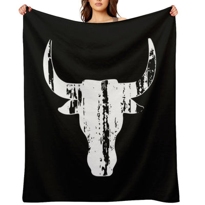 Bull Head Horns Vintage Gift-ready Throw Blanket