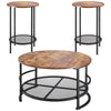 3 Pieces Round Coffee Table Sets, 31.5 In Industrial Living Room Table With 2 End Side Tables, Easy Assembly Coffee And End Tables Sets With Metal Legs, For Office, Living Room And Apartment