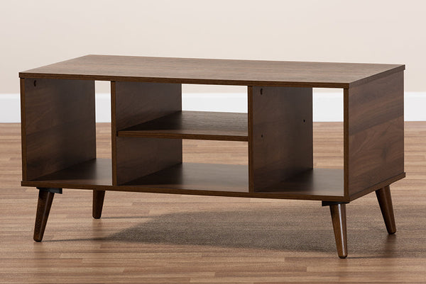 Baxton Studio Linas Mid-Century Modern Walnut Finished Coffee Table