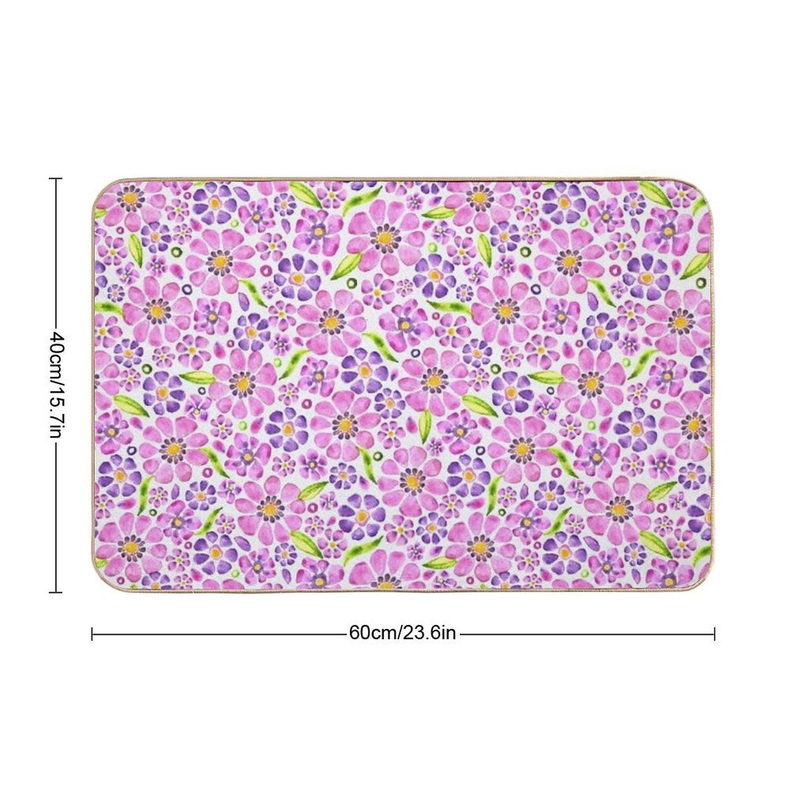 Gerbera Daisy Watercolor- Pink Purple  Dirt-Trapping Bath Mat