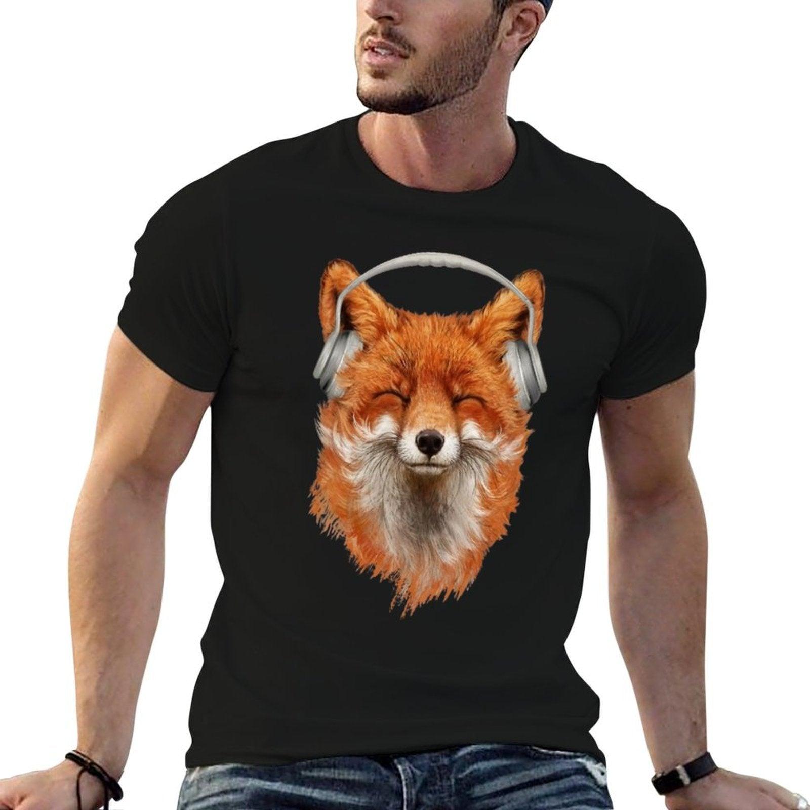 Smiling Musical Fox  Polyester Blend T-Shirt