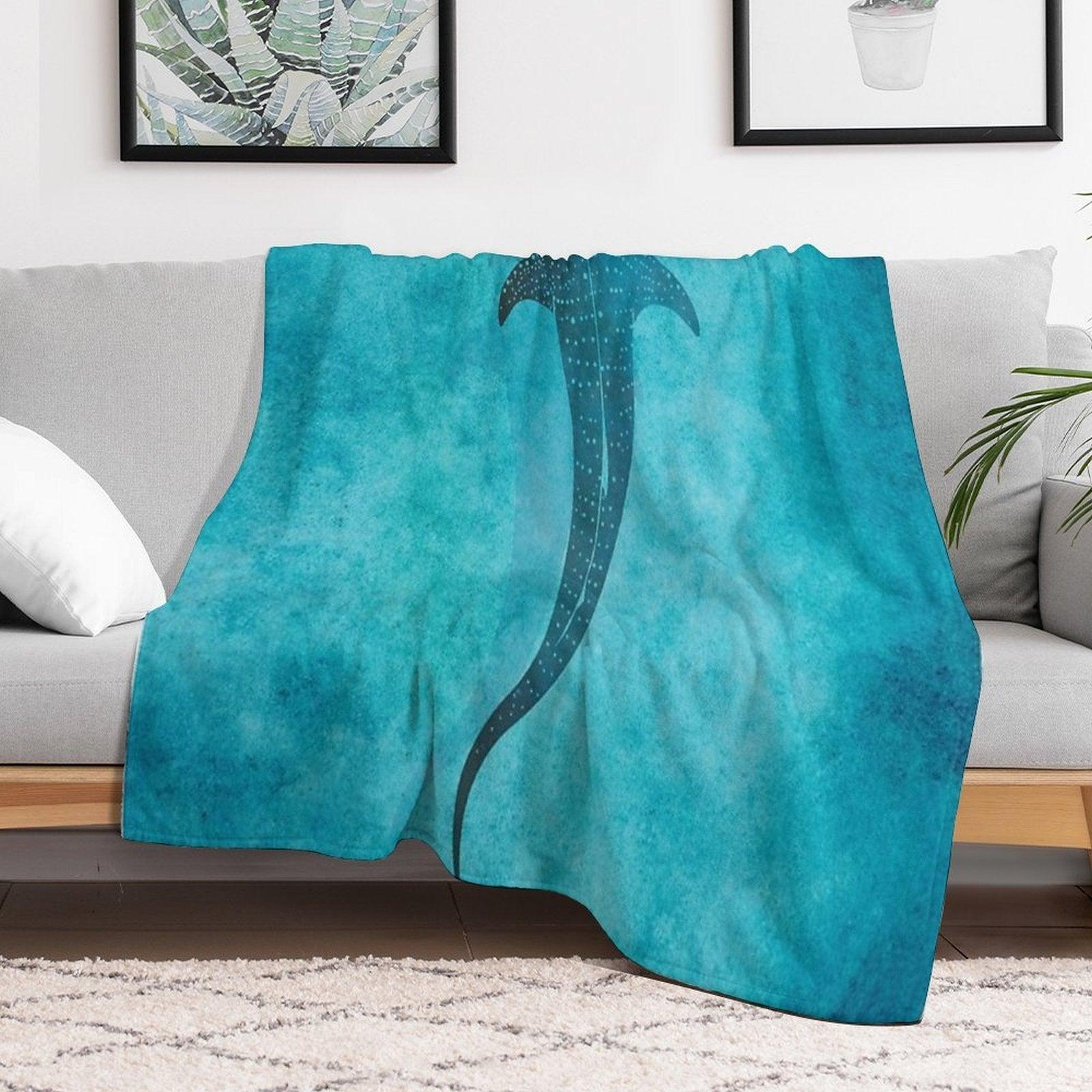 Whale Shark Blue Ocean Throw Blanket