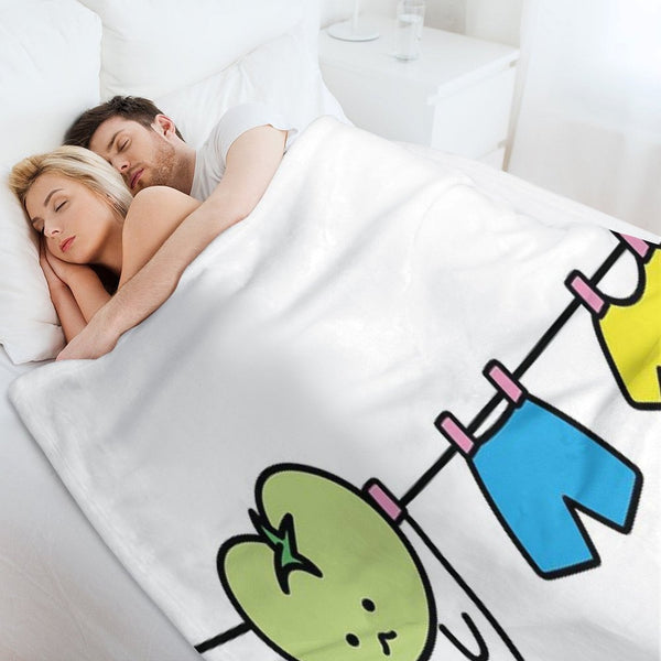 Kawaii Green Tomato Mascot No. 8 Wrinkle-free Throw Blanket