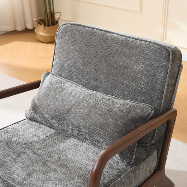 Dark Grey Mid‑Century Accent Chair