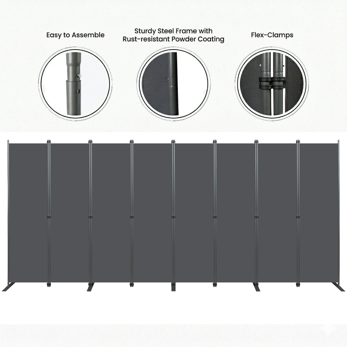 Room Divider 8-Panel Folding Privacy Screen