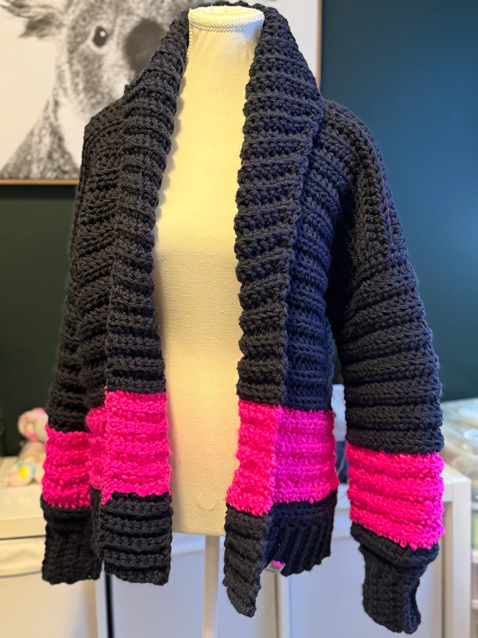 The Resolution Cardigan- Blue & Pink Tiny Fire