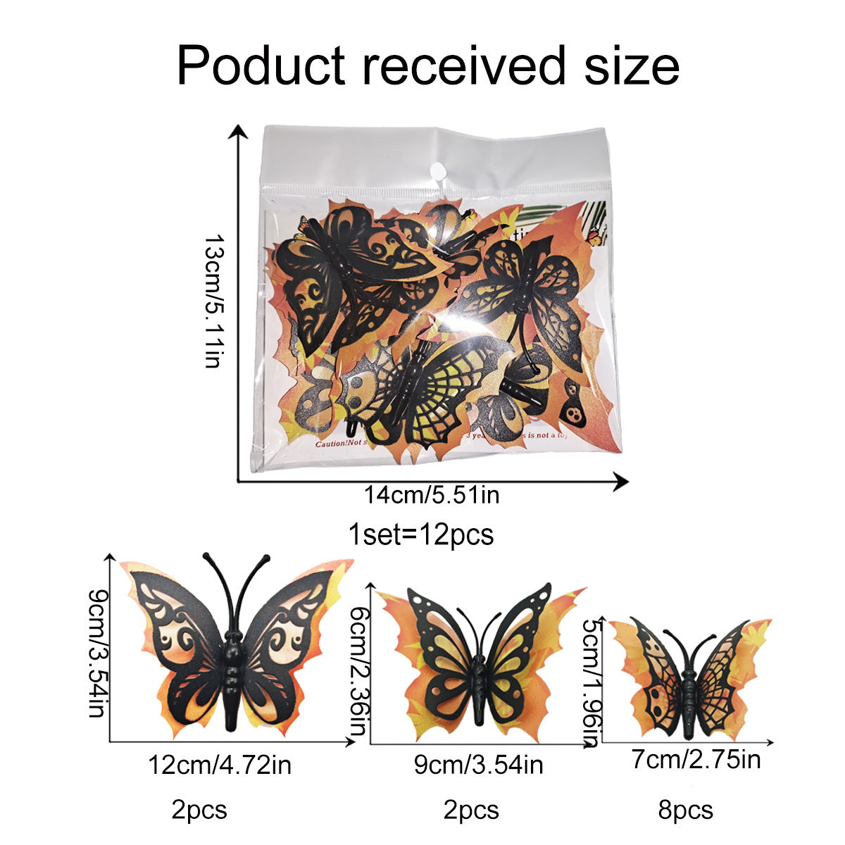 Halloween 3D Butterfly Bat Home Decor Wall Sticker 12 Pack Butterfly Sticker Wall Sticker