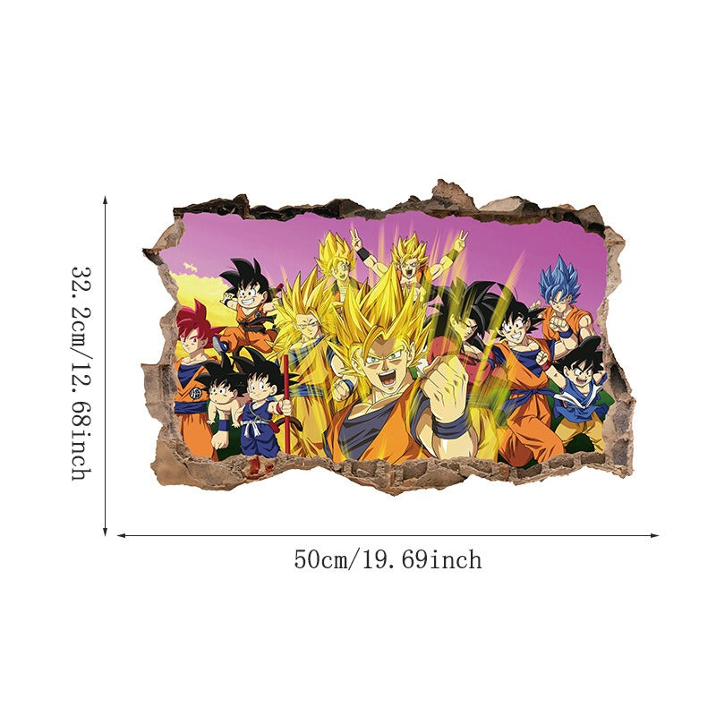 Cartoon anime children's room 3D broken wall wall decoration wall sticker self-adhesive seven dragon ball game wall decoration p