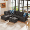 98 Inches Sectional Sofa Couch with Movable Storage Ottoman and Linen Fabric Backs-DG