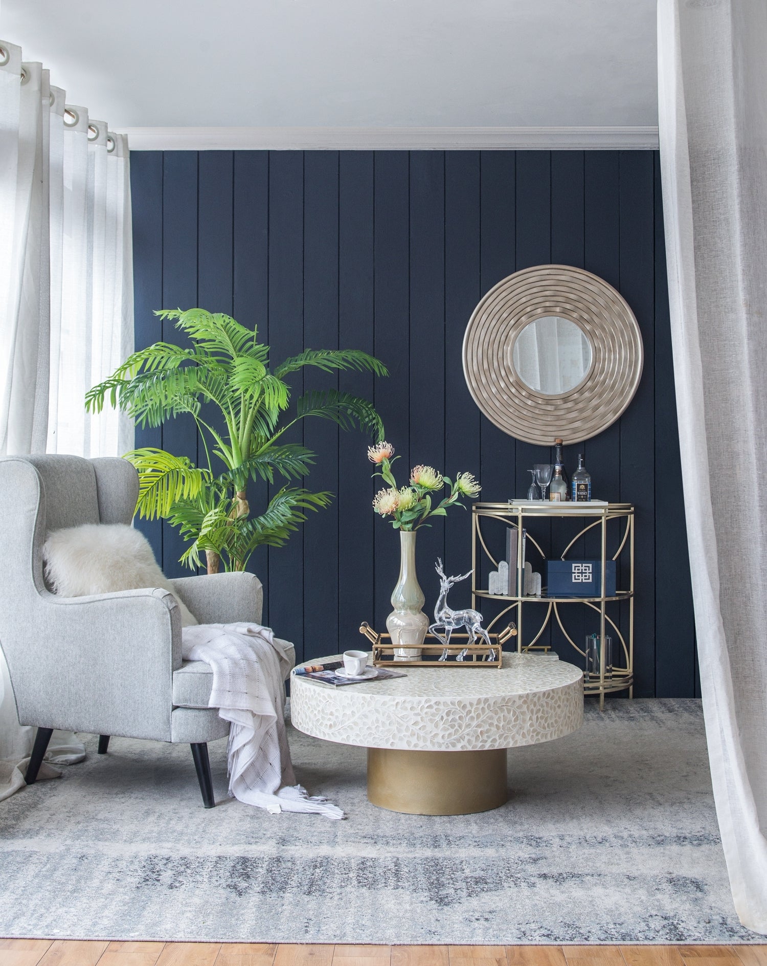 D31.3x2' Round Mirror, Wall Mounted Mirror Home Decor for Bathroom Living Room