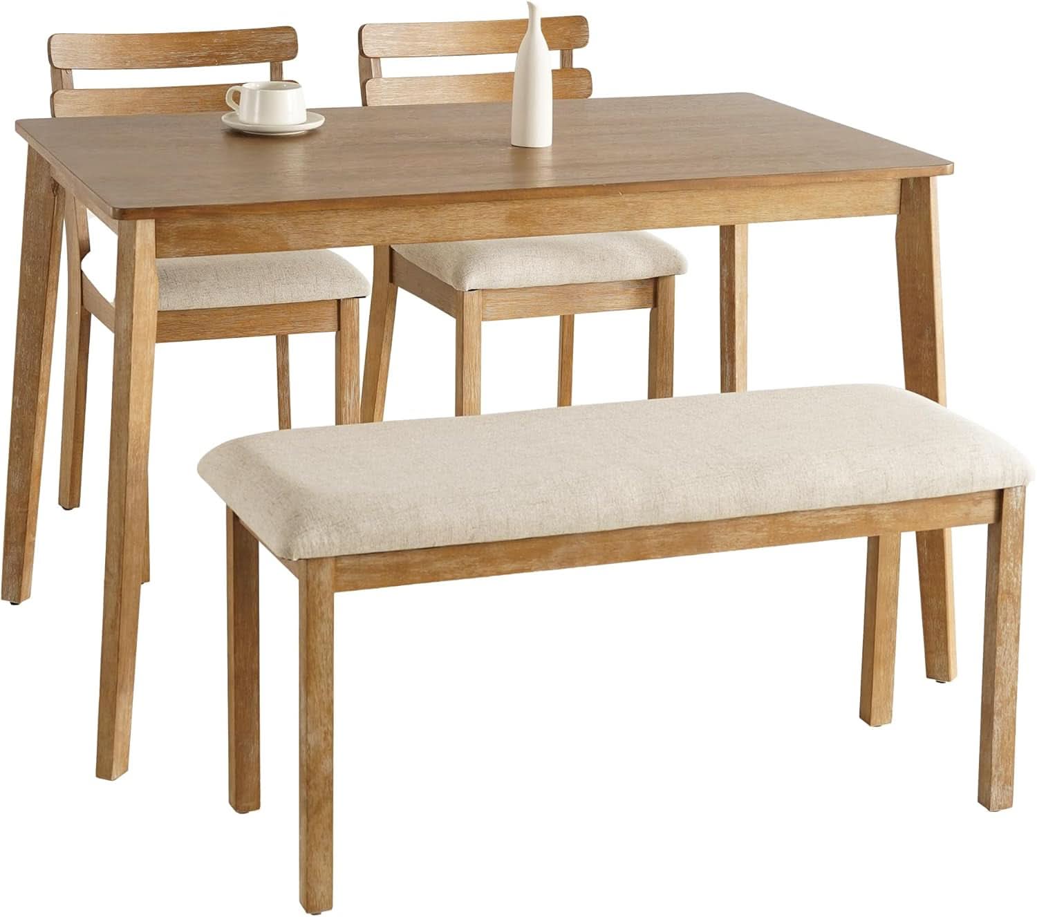 Farmhouse Dining Table Set With Upholstered Chairs
