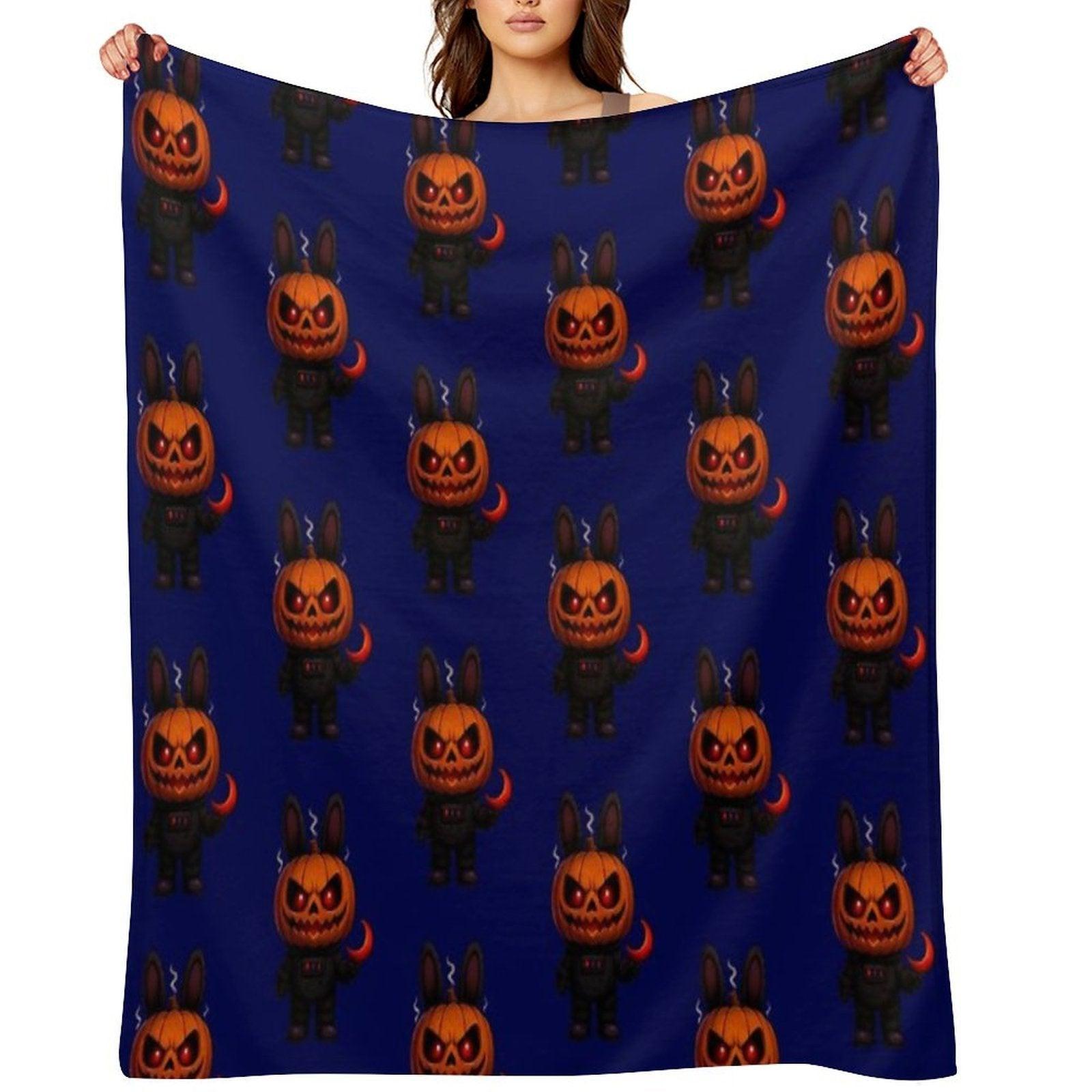 Halloween Pumpkin Monster Creepy Cute Art Throw Blanket