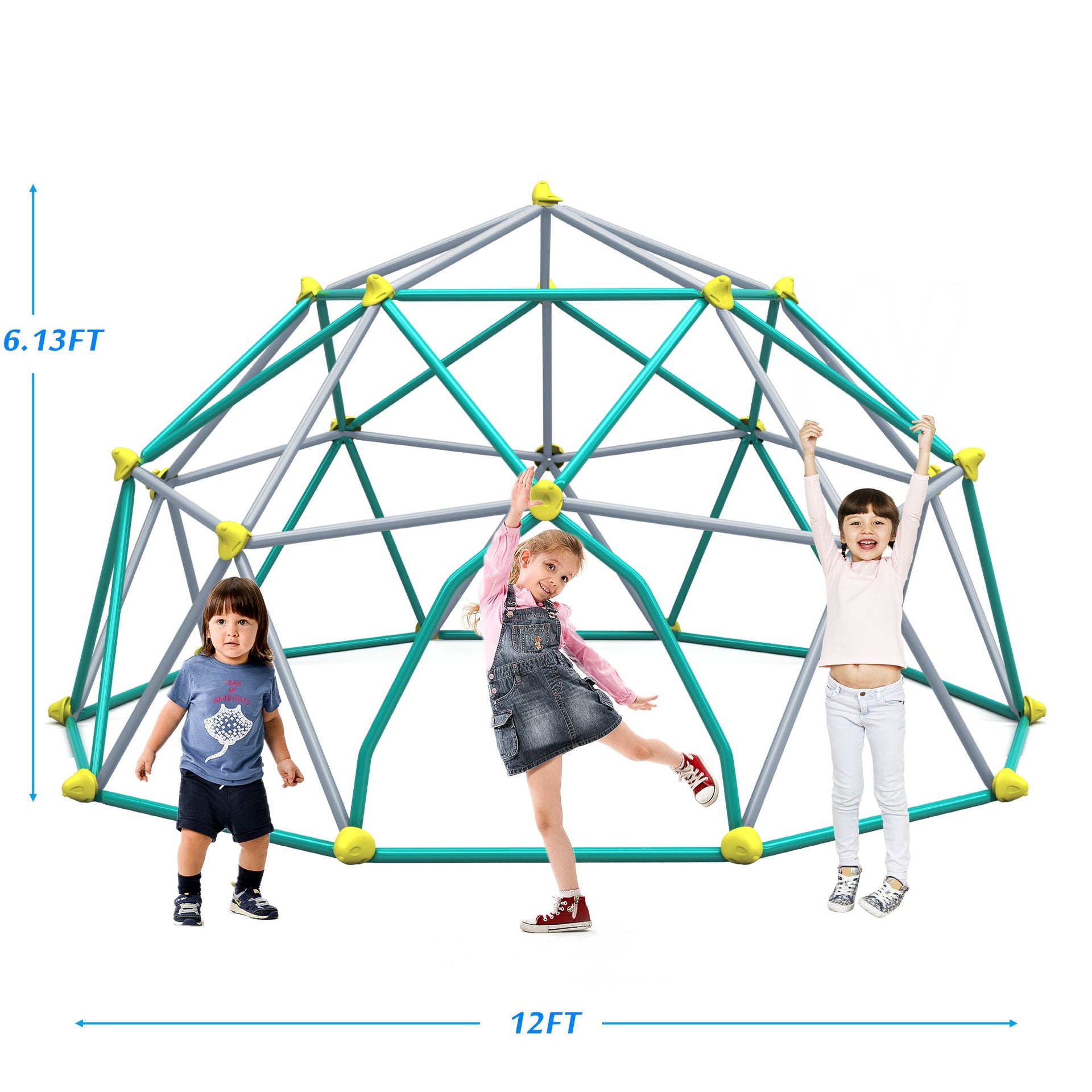 12ft Geometric Dome Climber Play Center, Kids Climbing Dome Tower, Rust & UV Resistant Steel Supporting 1000 LBS