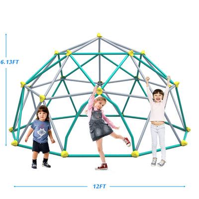 12ft Geometric Dome Climber Play Center, Kids Climbing Dome Tower, Rust & UV Resistant Steel Supporting 1000 LBS