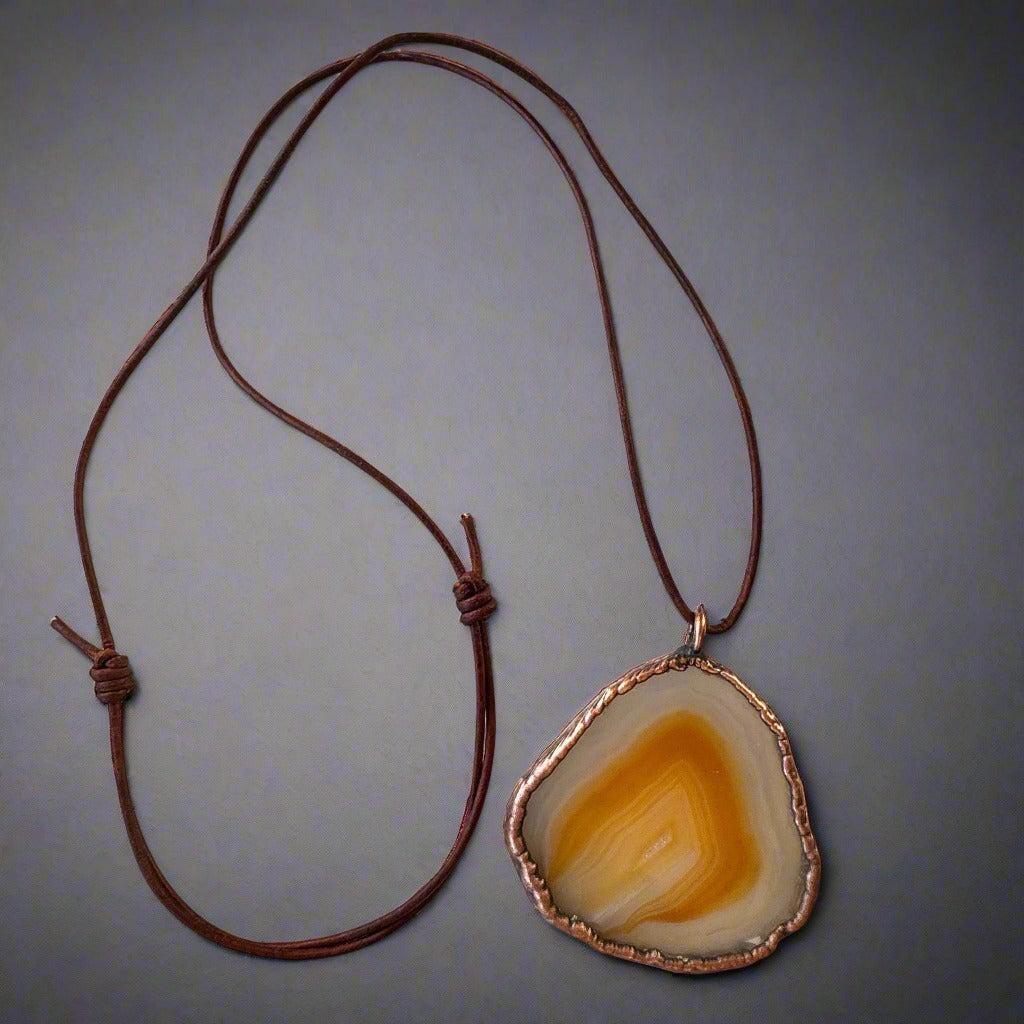 Copper Red Agate Slice Necklace - Grounded Heart| By Blackbird & Sage