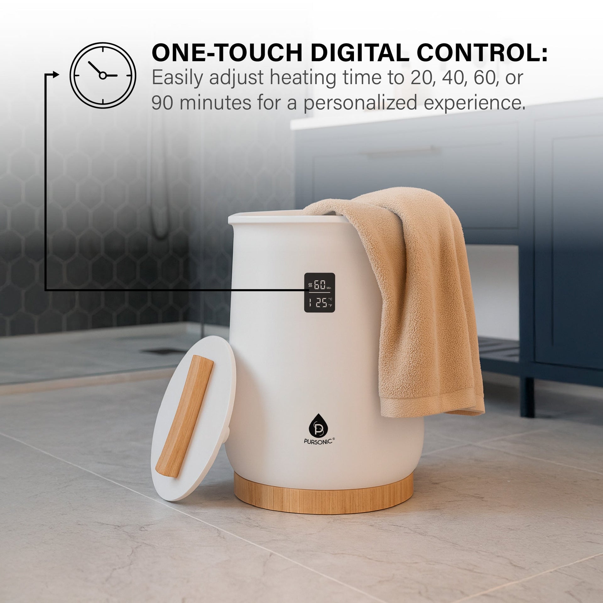 Pursonic Luxury Towel Warmer with One-Touch Digital Control Panel
