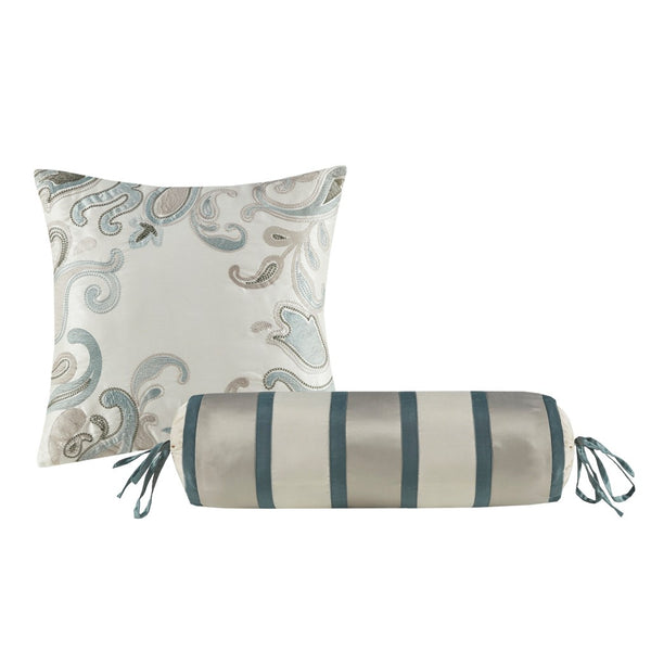 Aubrey 5 Piece Reversible Jacquard Bedspread Set in Teal