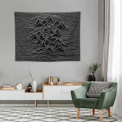 Black And White Illustration - Sound Wave Graphic  - Black Tapestry