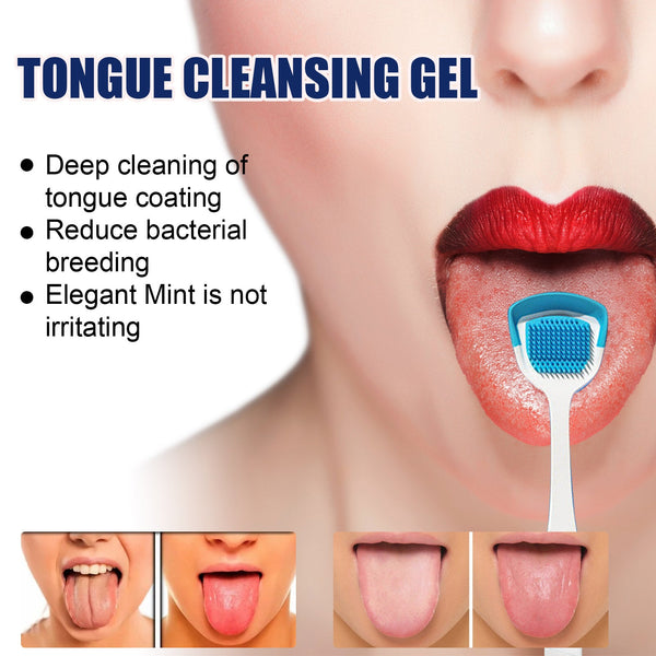Tongue Coating Cleansing Gel, Tongue Coating Cleansing Oral Care Removes Bad Breath And Freshens Breath Gel With Brush