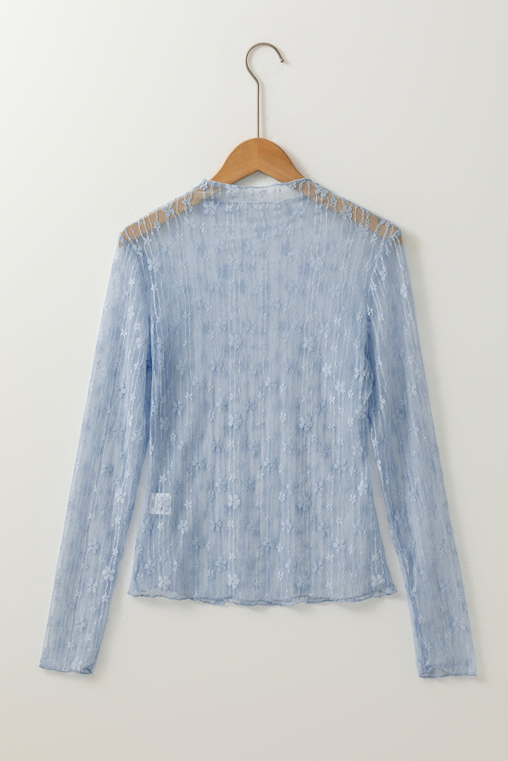 Adalynn Sheer Floral Lace Long Sleeve Top Threaded Pear
