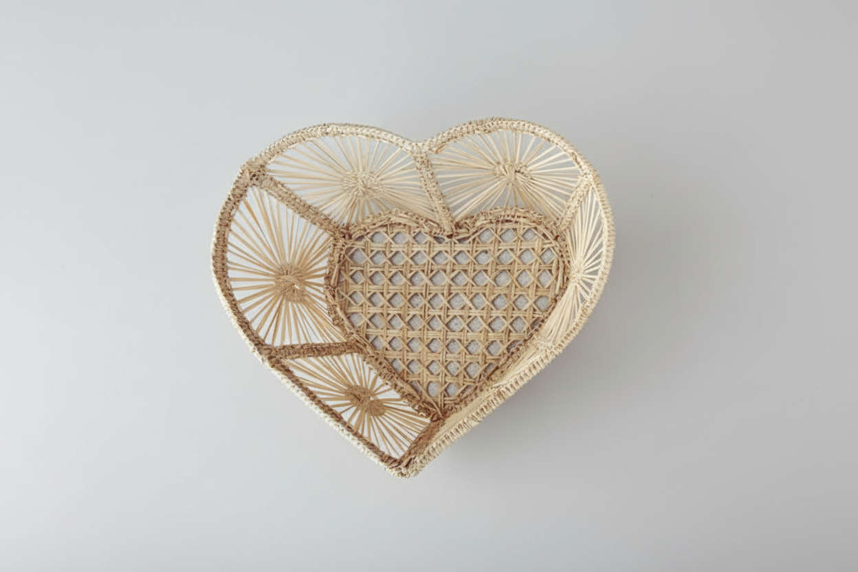 Heart Handwoven Iraca Palm Basket