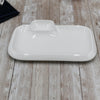 White Rectangular Plate With Sauce Compartment 10