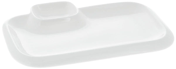 White Rectangular Plate With Sauce Compartment 10
