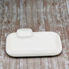 White Rectangular Platter With Sauce Compartment 14