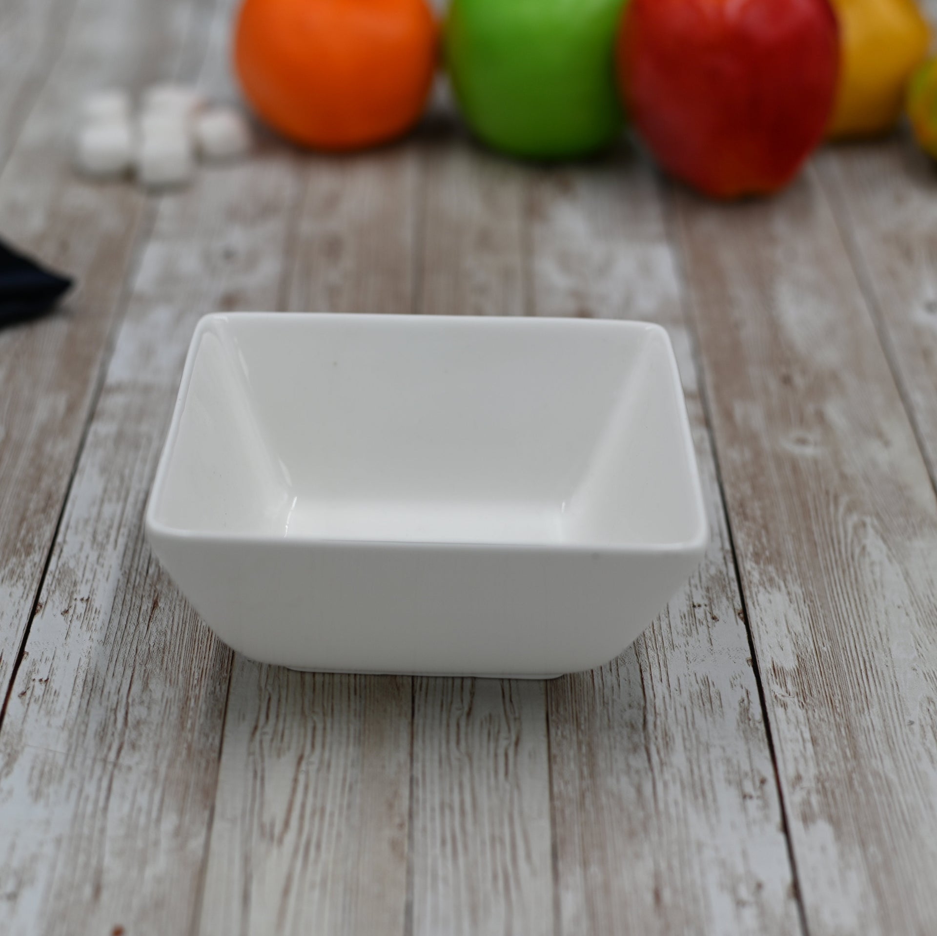 Set Of 6 White Square Snack / Sauce Dish 4.75
