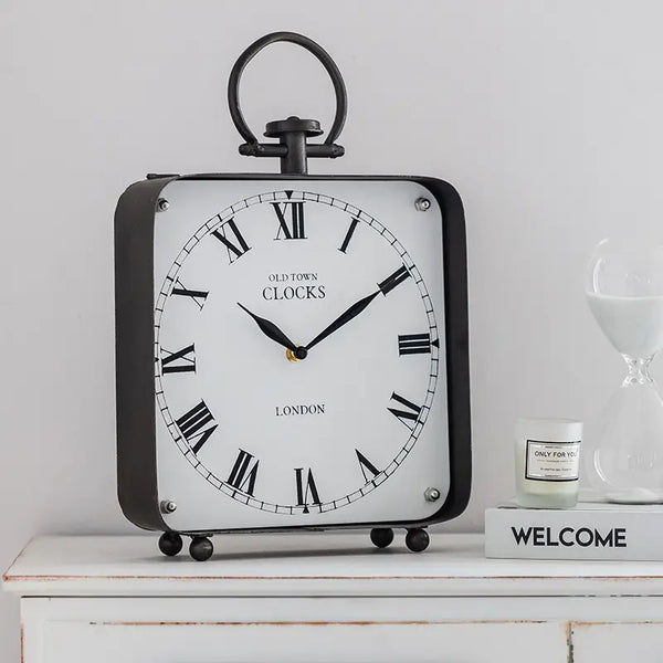 Black Vintage Style Large Metal Table Clock