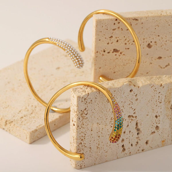 Colorful zirconium full diamond high-end fashion stainless steel casting bracelet bracelet bracelet accessories