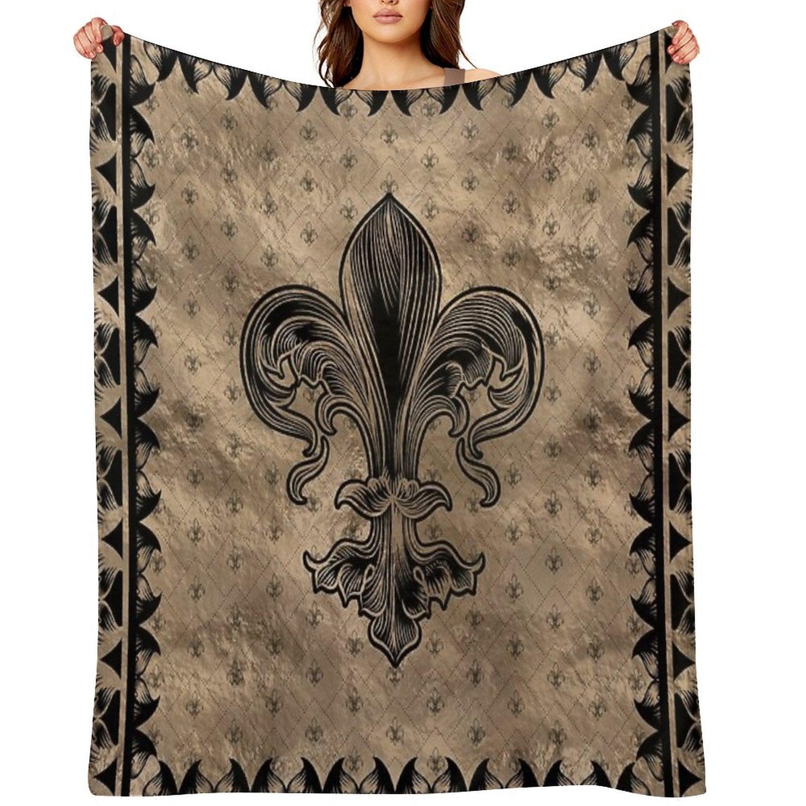 Fleur-de-lis - Black And Gold Throw Blanket