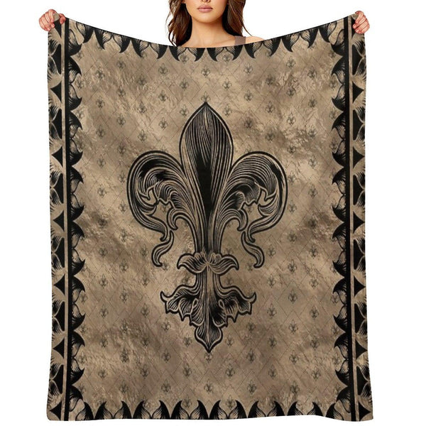 Fleur-de-lis - Black And Gold Throw Blanket