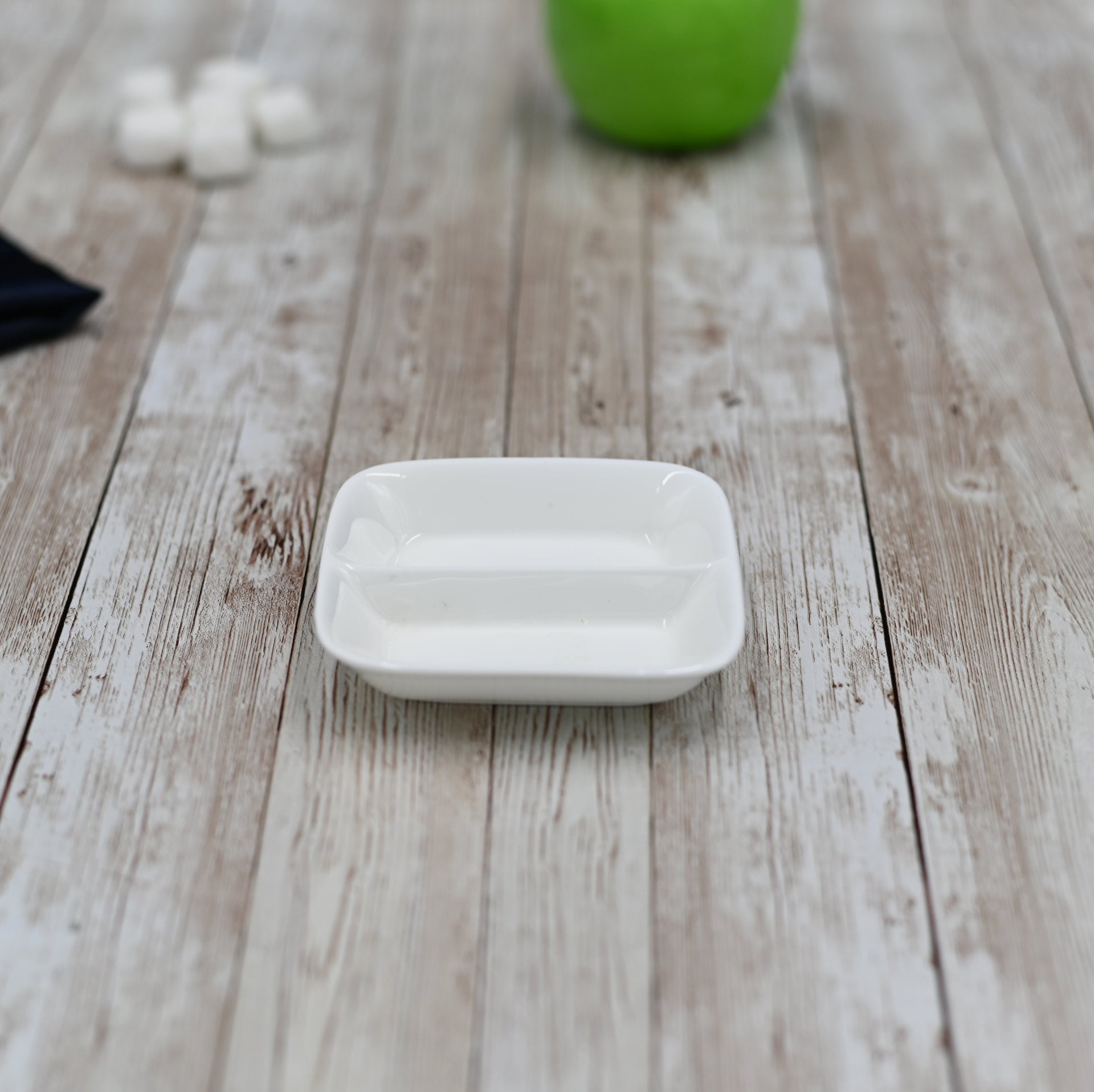 Rectangle White Soy Dish 3.25