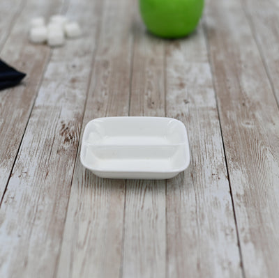 Rectangle White Soy Dish 3.25