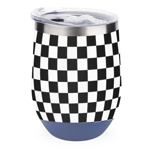 Black and White Wine Tumbler with Lid