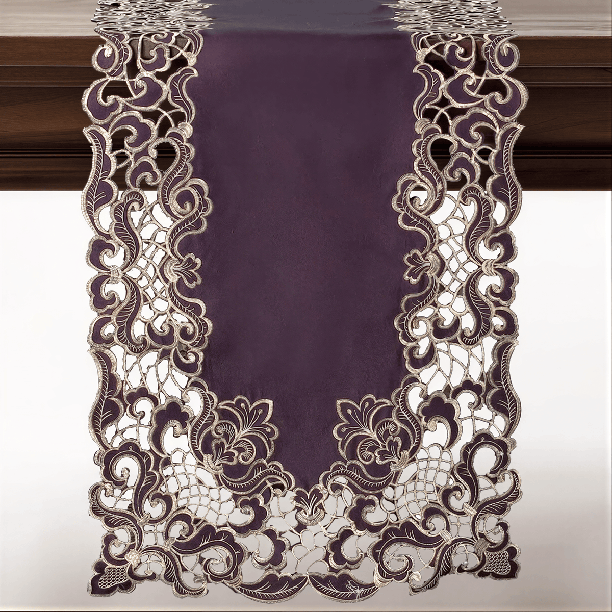 Purple Gold Table Runner – Amethyst Haze, 14x108 Inch