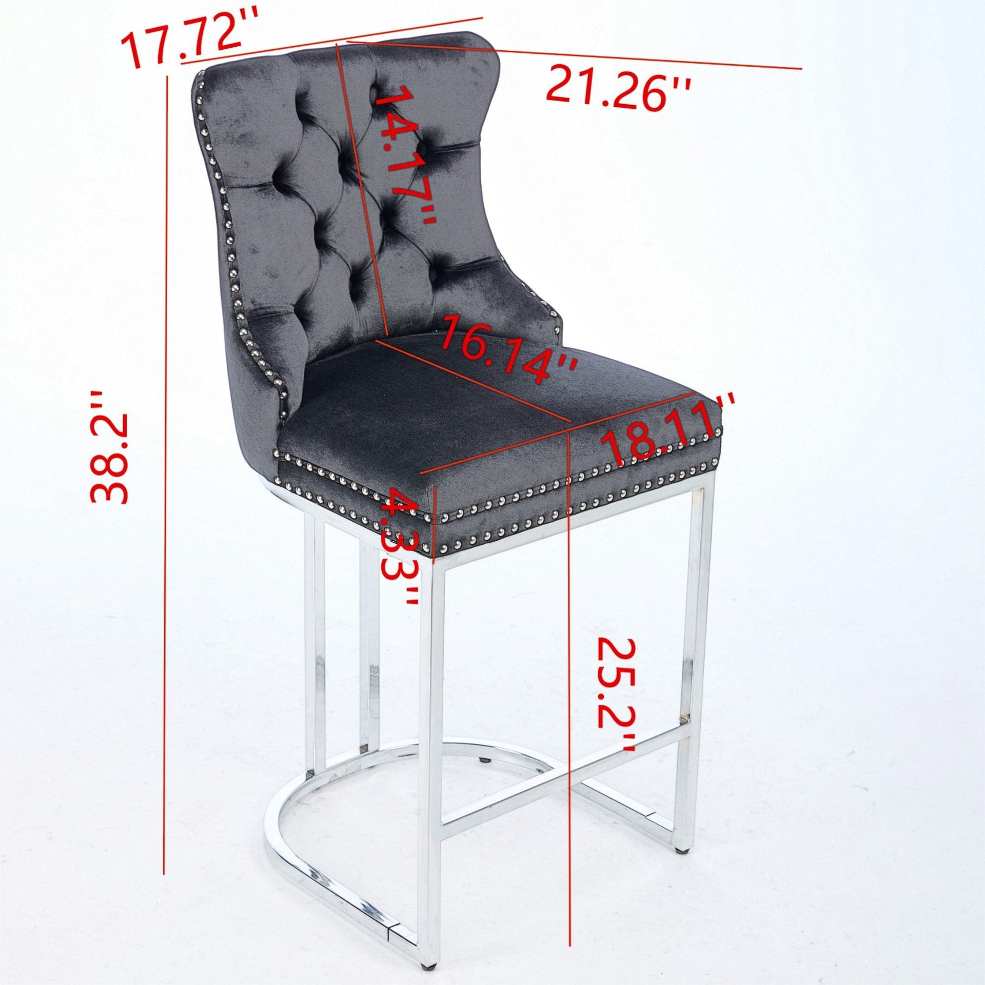 Set of 2 Modern Velvet Barstools
